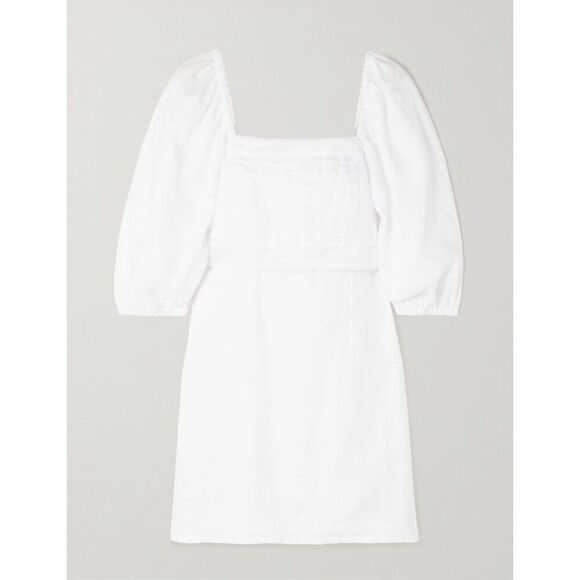 Faithfull The Brand Venezia Pleated Linen Mini Dress 4 - Picture 2 of 9